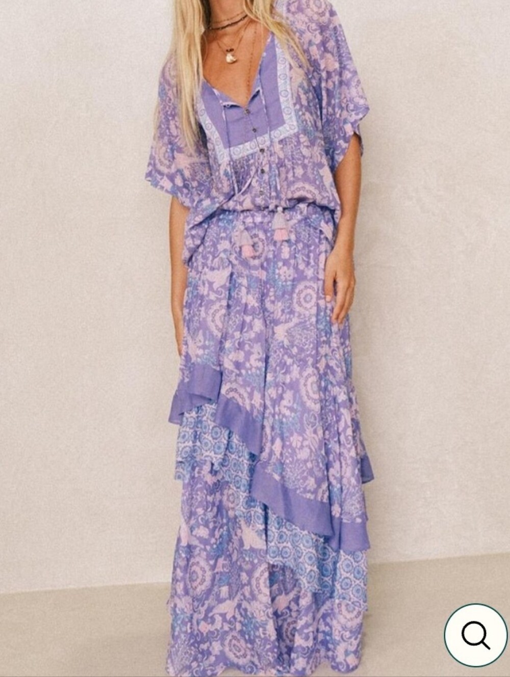 Spell Sannah Maxi Skirt Lavender Boho Tiered Maxi Skirt - Picture 2 of 10